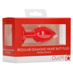 Ouch! Plug Bijou Anal Silicone Heart Rouge 6 x 2.8 cm